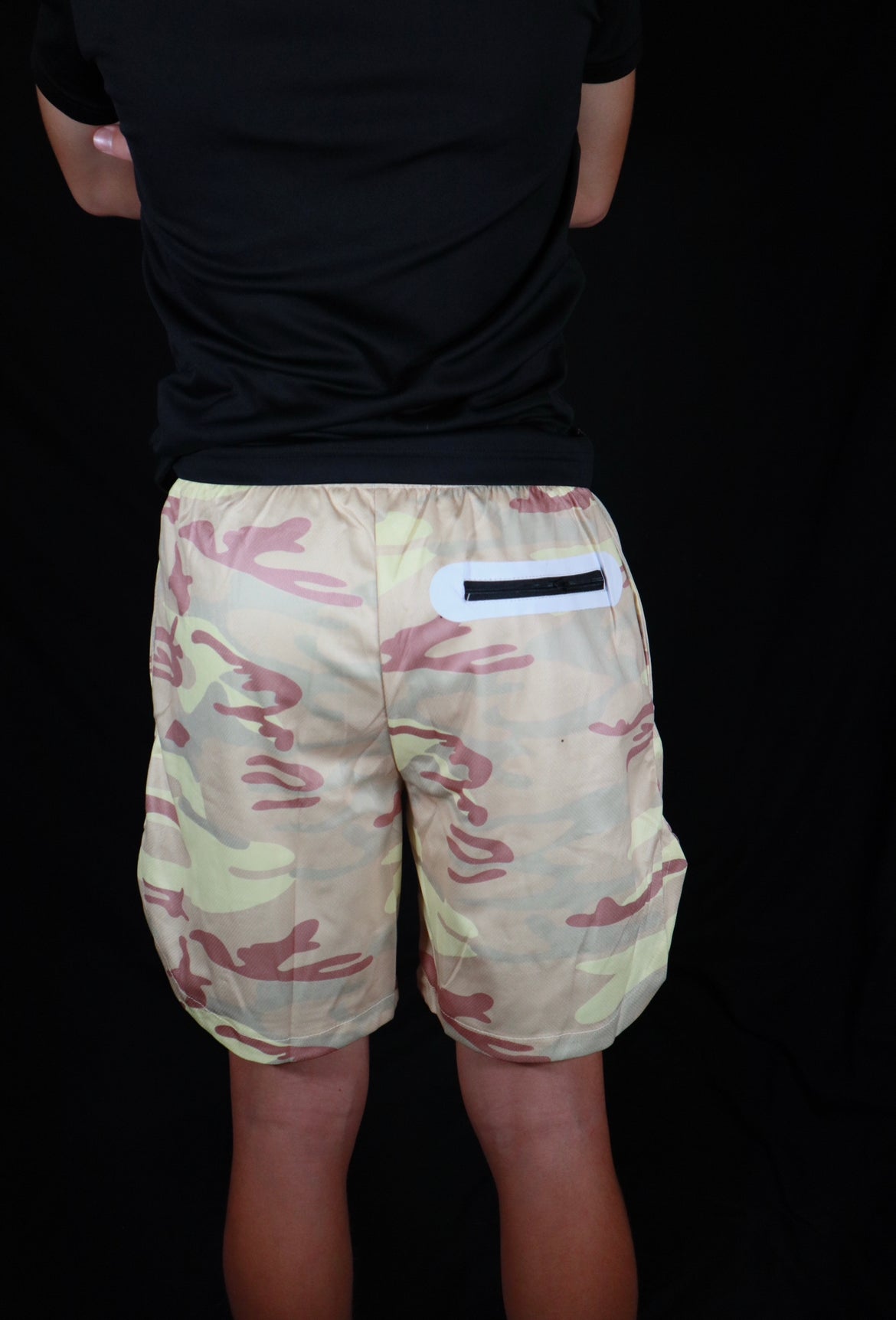 Beige on black camo FWF 2 in 1 compression shorts (classic)