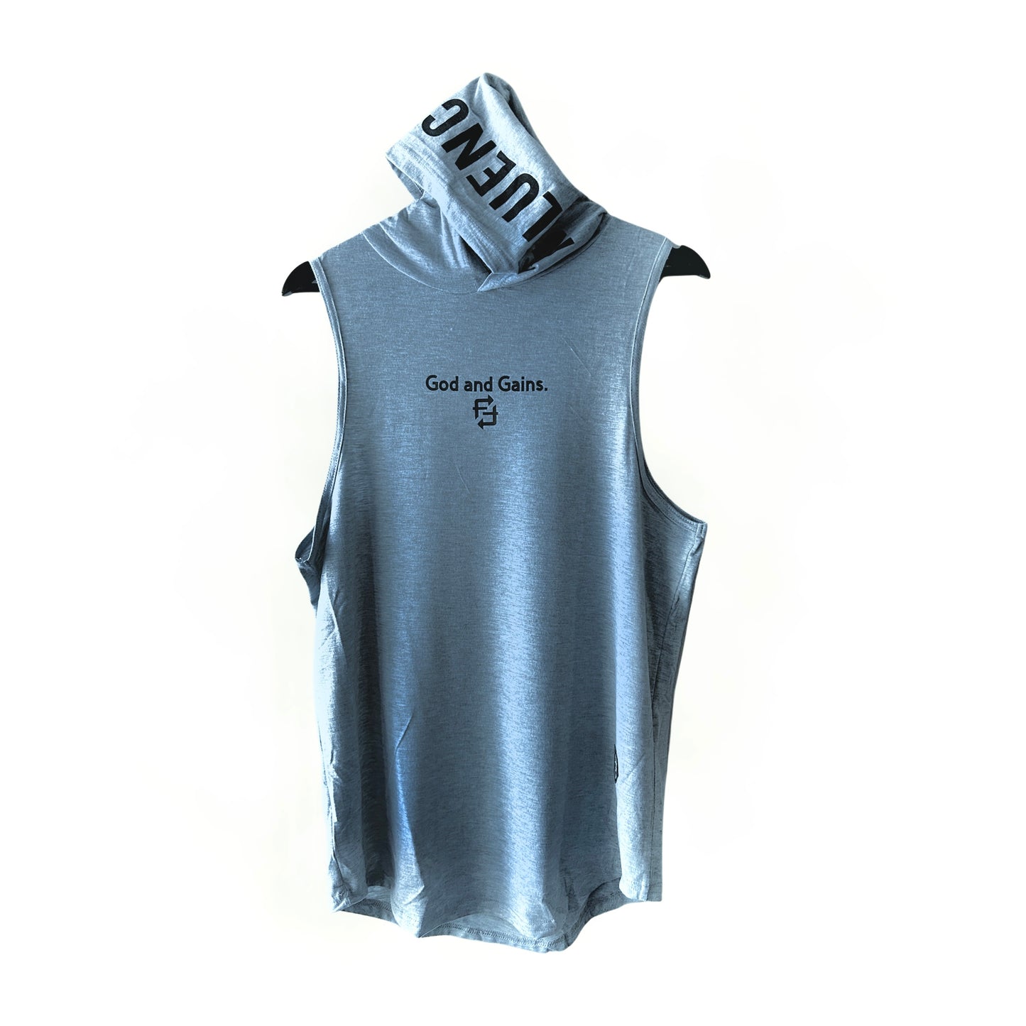 God and Gains sleeveless hoodie (Grey)