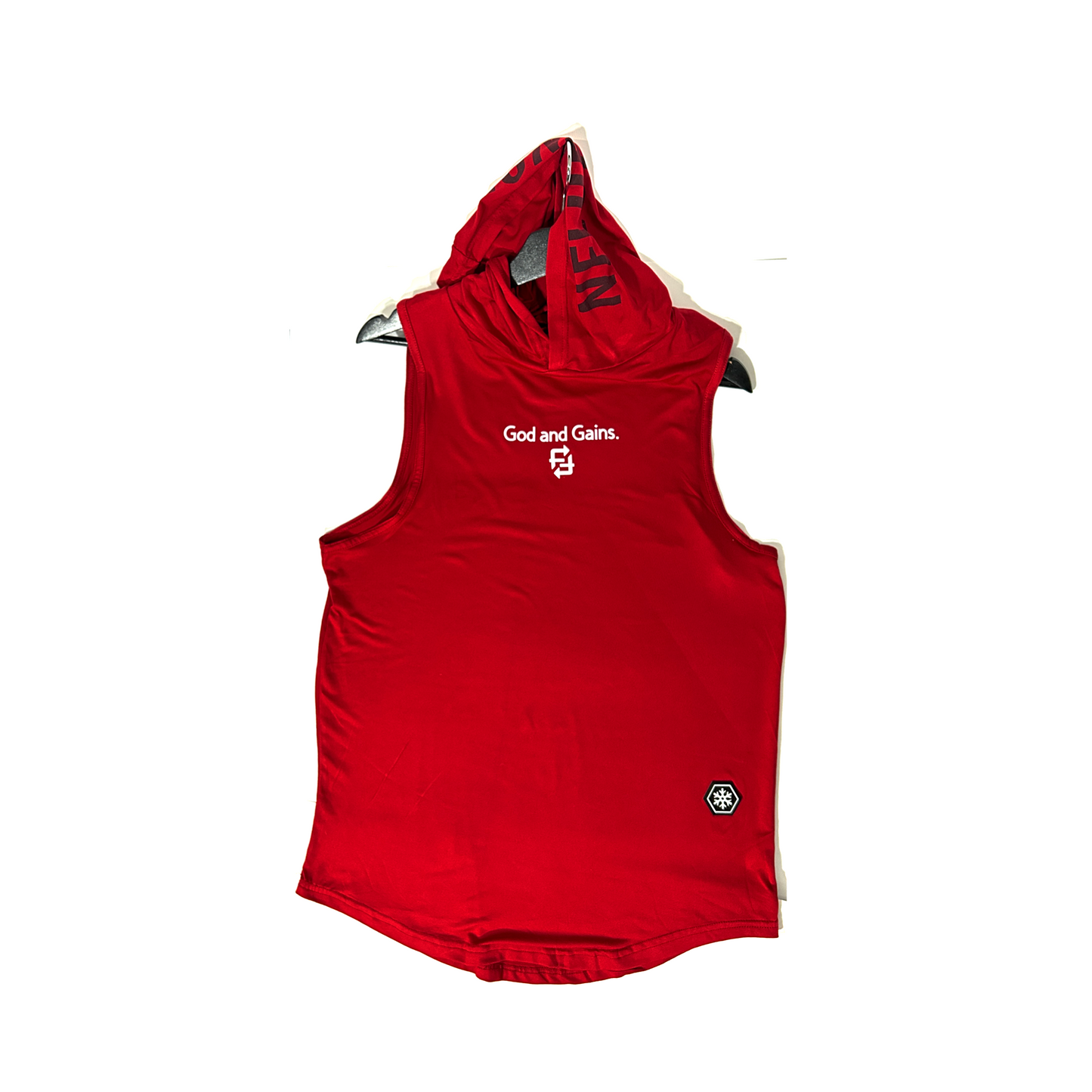 God and Gains sleeveless hoodie Red