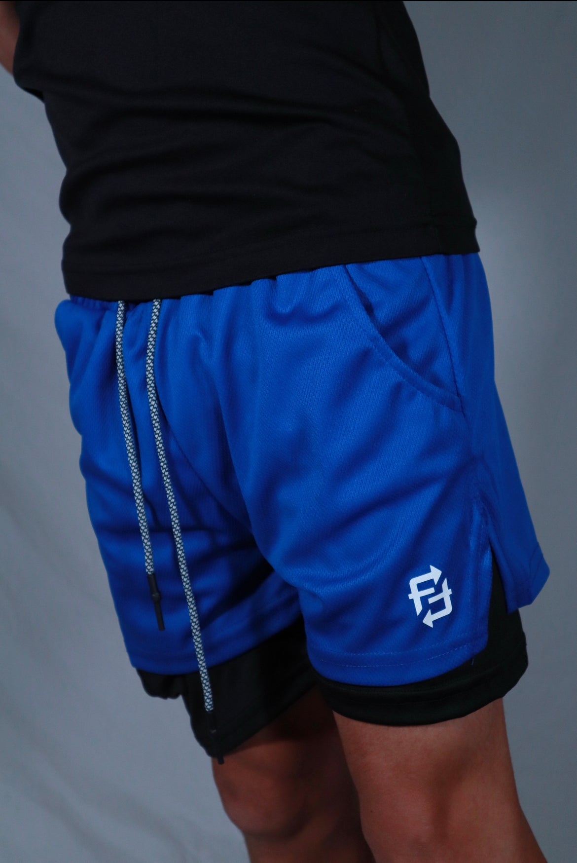 Royal blue 2 in 1 FWF compression shorts (classic)