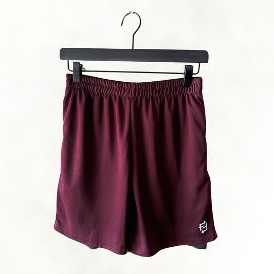 Maroon basketball style 2 in 1 compression