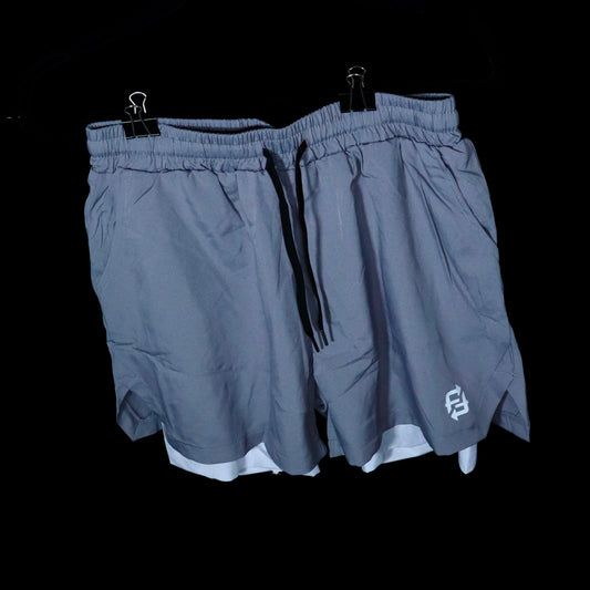 Grey on white FWF premium 2 in 1 compression shorts