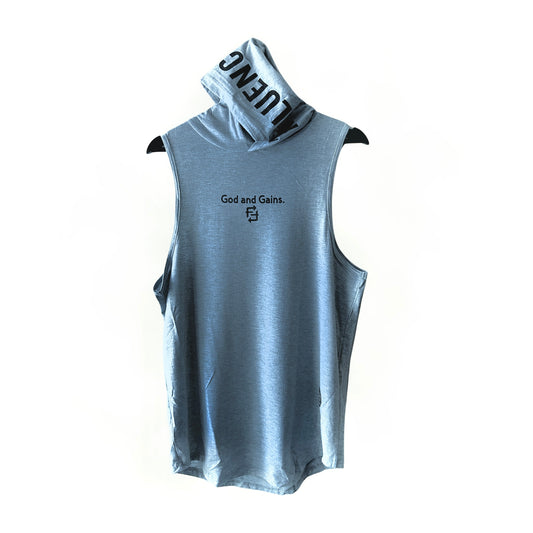 God and Gains sleeveless hoodie (Grey)