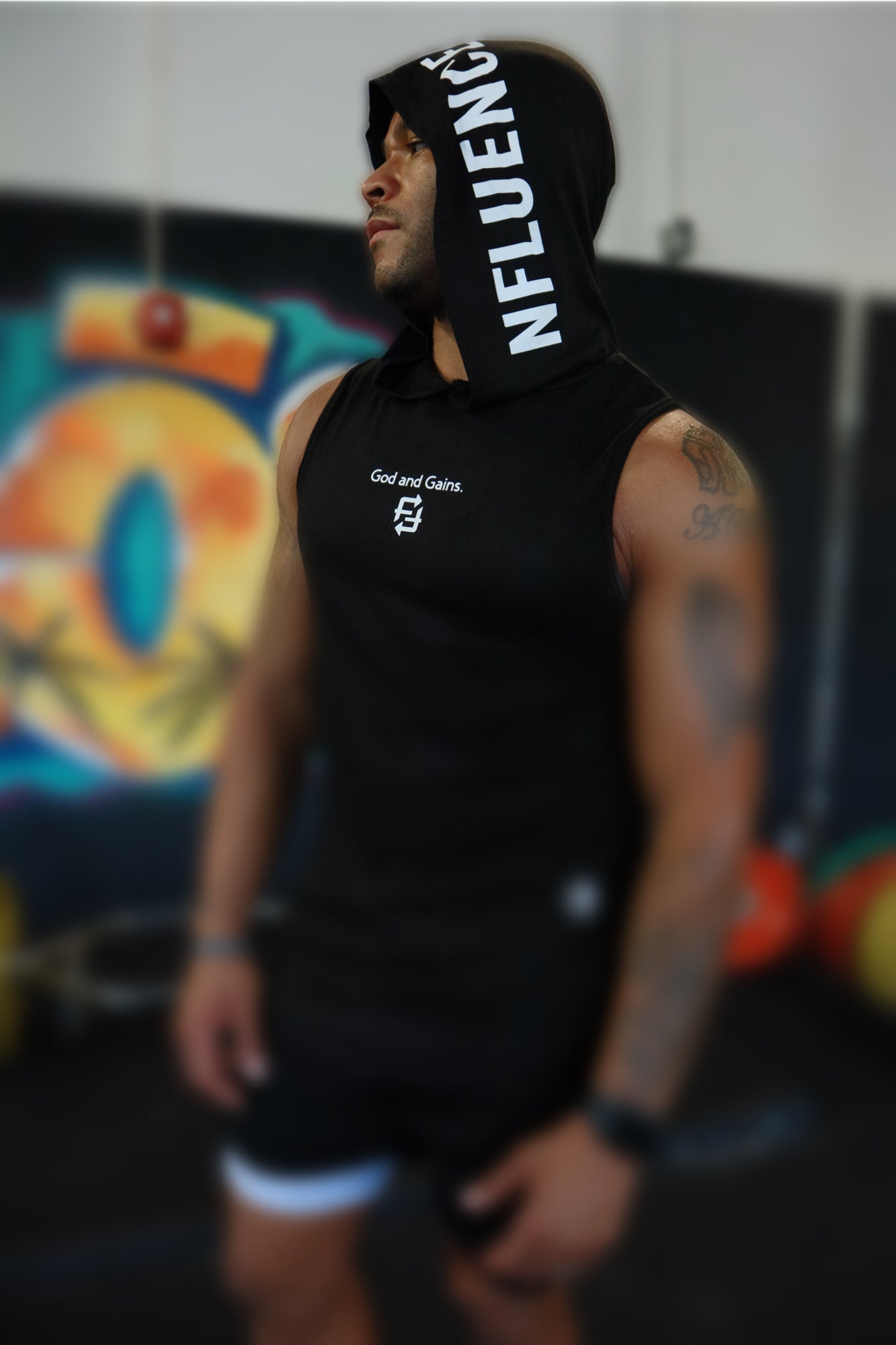 God and Gains sleeveless hoodie