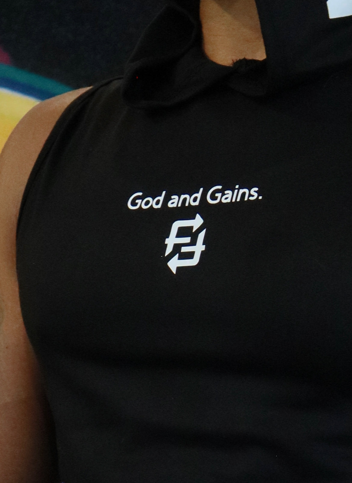 God and Gains sleeveless hoodie